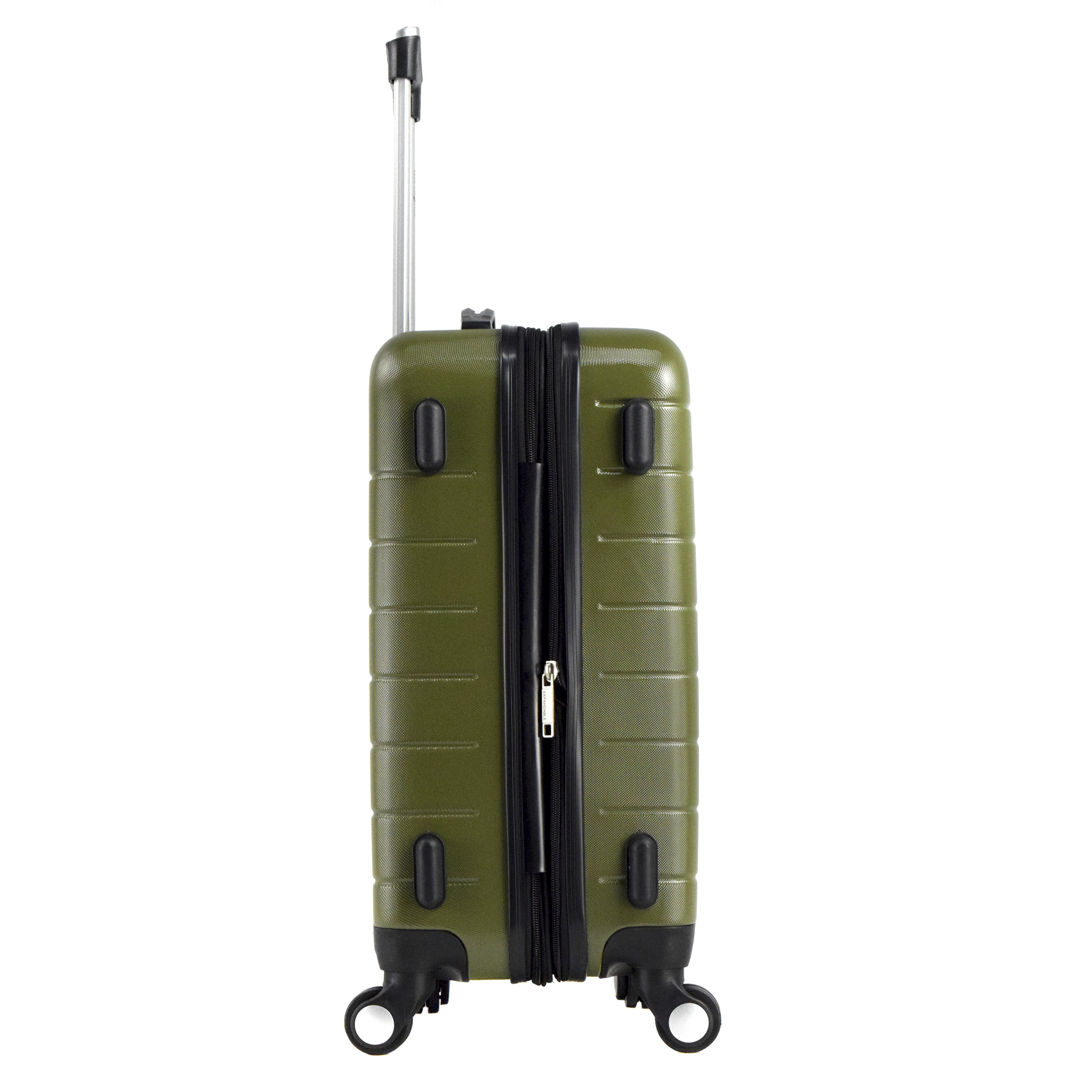 Wrangler Expandable Spinner Rolling Carry-on with 3-In-1 Cup Holder, USB Port and Phone Holder - Green