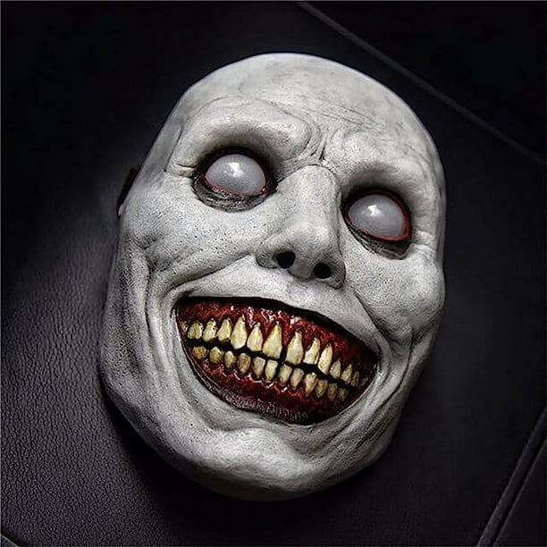 Máscara de Halloween de miedo Demonios sonrientes Máscara de terror Máscara blanca espeluznante más aterradora con ojo para el mal Cosplay