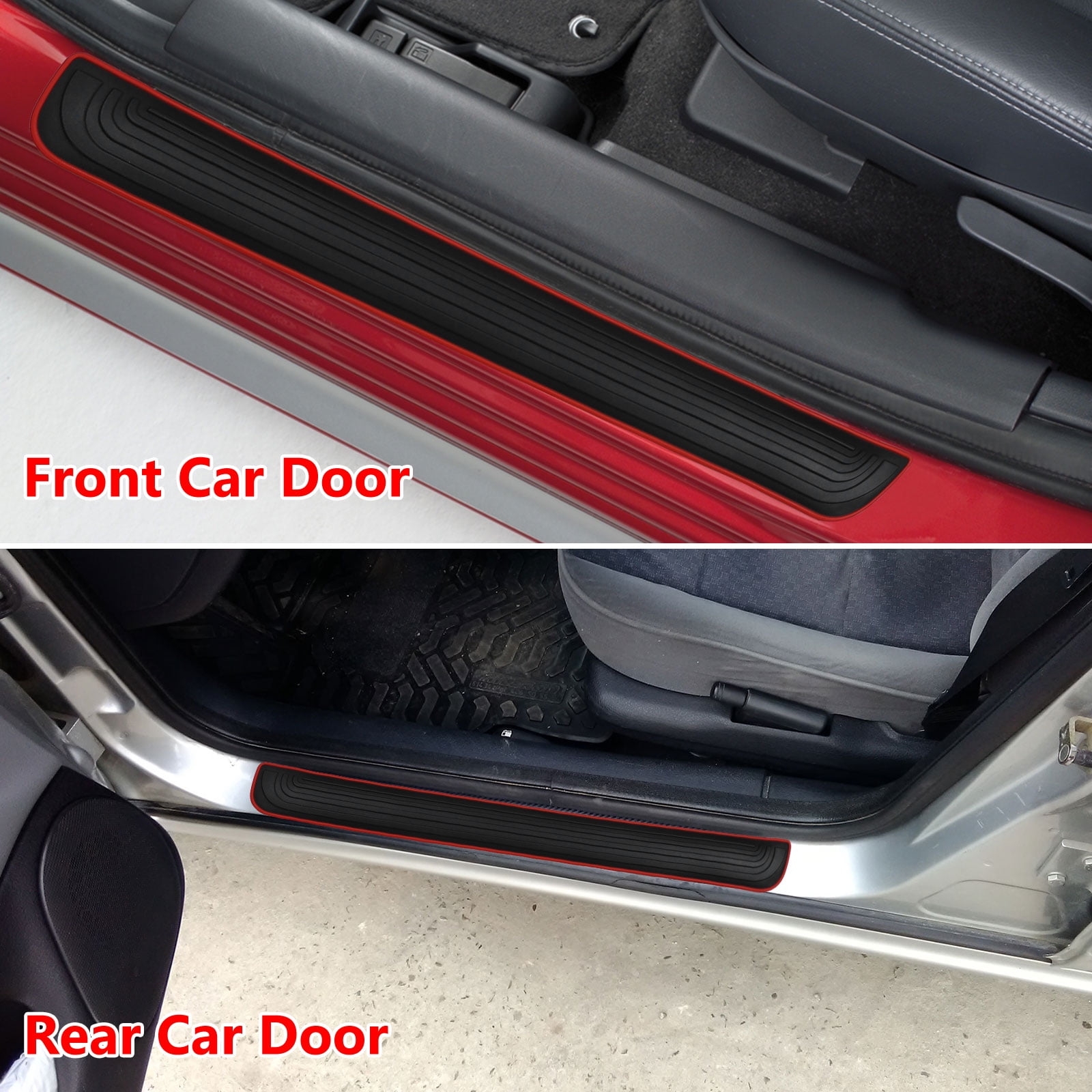 Bettway 4pcs/Set Car Door Sill Plate Protectors fit for Hyundai Black PVC Soft Rubber Front/Rear Door Sill Scuff Plate Guard Welcome Pedal Protector Cover 