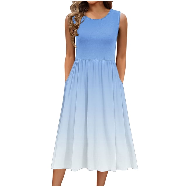 mfyjkho Vestidos casuales para mujer, Vestido informal de manga corta con cuello redondo y bolsillos para mujer Vestidos de fiesta para mujer l