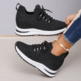 thumbnail image 4 of Rokment Womens Walking Non Slip Work Shoes with Hidden Wedges Breathable Mesh Lace up Platform Chunky High Heels Slip on Nurses Nursing Tennis Fashion Sneakers Black Size 6.5, 4 of 6