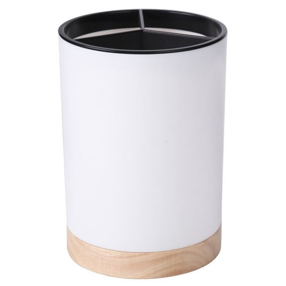 lanema Elegant Large Capacity Sturdy Utensil Holder Portable Accessory for Kitchen Counters with Handy Rotating Wood Bottom