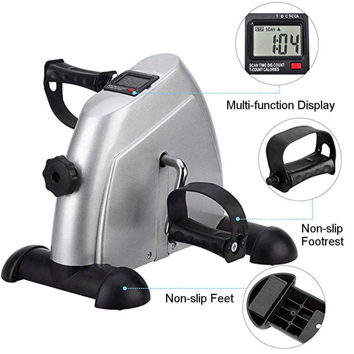 Folding Mini Exercise Bike Portable Home Pedal Exerciser Gym Fitness Leg Arm Cardio Training Adjustable Resistance with LCD Display