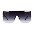 thumbnail image 1 of Luxurious Oversize Rimless Shield Flat Top Mobster Sunglasses Gold Smoke, 1 of 4