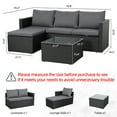 thumbnail image 4 of Walsunny 3 Pieces patio furniture set, Rattan Wicker Outdoor Conversation Set with Cushions and Glass Tabletop,Gray, 4 of 7