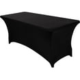 thumbnail image 1 of GHSDFBB 1 Pack 4 Ft Black Table Cover Fitted Rectangular Tablecloth Stretchable Fabric Lycra Table Cloth 4 ft Wrinkle-Free for Party Tradeshows Banquet Weddings Cocktail, 1 of 7