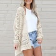thumbnail image 3 of Siilsaa Womens Crochet Cardigan Sweater Kimonos Boho Solid Color Oversized Summer Open Front Outwear White,2XL, 3 of 5