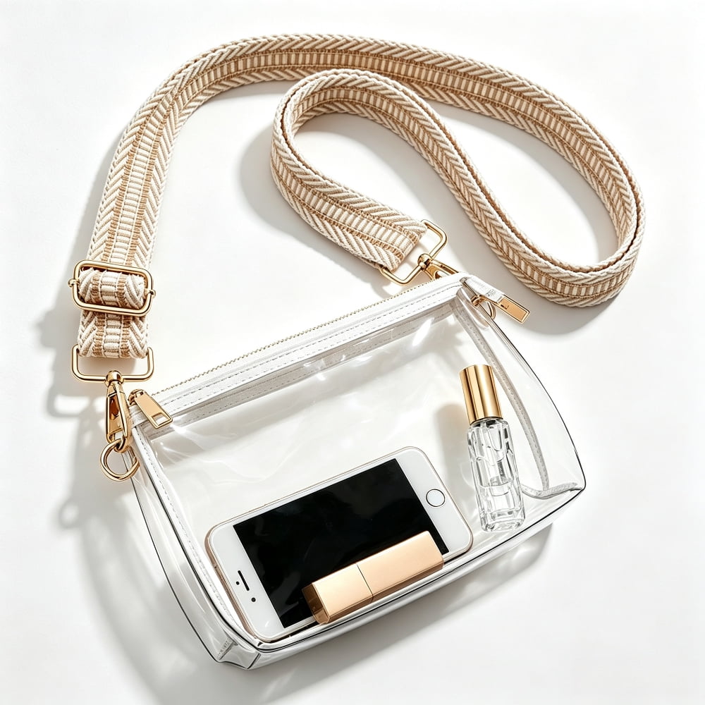 Clear Purse for Women - Stadium Approved Crossbody Bag, Small Stadium Bag for Concerts & Sports Events