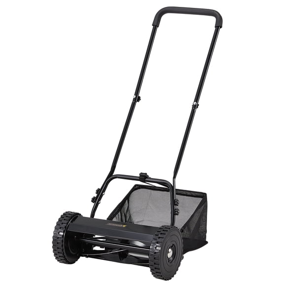 JFHID 18-Inch Manual Lawn Mower, 5 Blades Push Reel Lawn Mower,Walk-Behind Lawn Mower with Grass Catcher Bag for Yard