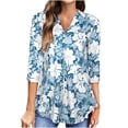thumbnail image 3 of DPTALR Woman V-Neck 3/4Sleeve Printing Blouse Autumn Causal Pullover Tops, 3 of 7
