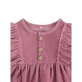 thumbnail image 4 of TSEXIEFOOFU Infant Baby Girl Romper Vintage Corduroy Bodysuit Ruffle Long Sleeve Solid Jumpsuit Newborn Fall Outfit Clothes, 4 of 7