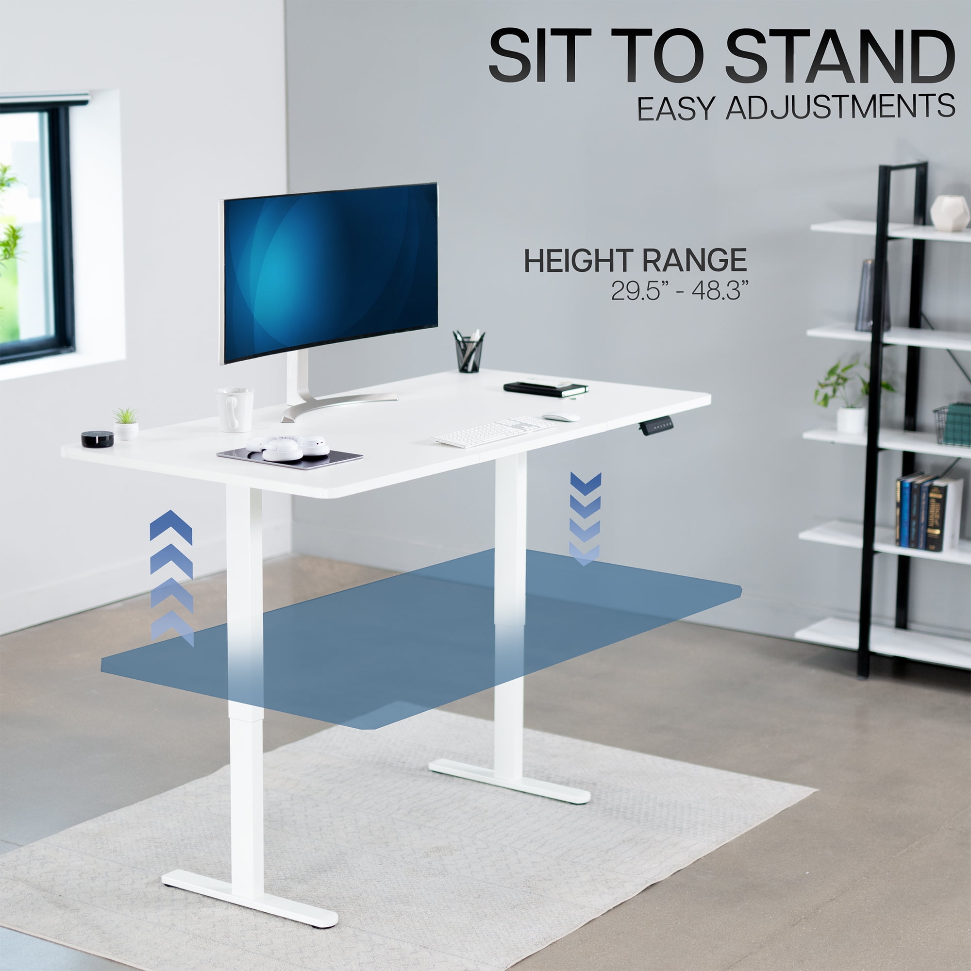 VIVO Electric Dual Motor 71” x 36” Standing Desk, White Top, White Frame