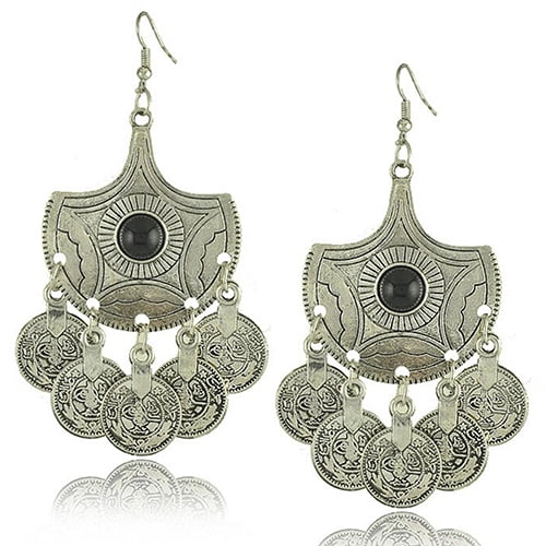 Bohemian Coin Hippie Tibetan Tribal Dangle Hook Earrings Coin Ear Stud Jewelry X 