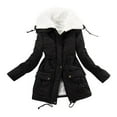 thumbnail image 2 of Qetyuw Womens Winter Mid Length Coat Faux Lamb Wool Lined Casual Jackets Zip Up Long Sleeve Open Front Coats Outwear, 2 of 3