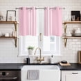 thumbnail image 2 of 2 Panels Kitchen Tier Curtains 39 Inch Length, Pink White Stripe Grommets Window Treatment Curtain, Modern Rustic Vertical Striped Thermal Curtains Drapes for Living Room/Bathroom, 2 of 9