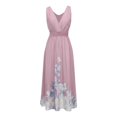 thumbnail image 4 of Wxolcjlv Womens Chiffon Dress Floral Print Sleeveless Deep V-Neck Flowy A-Line Casual Maxi Dresses, 4 of 4