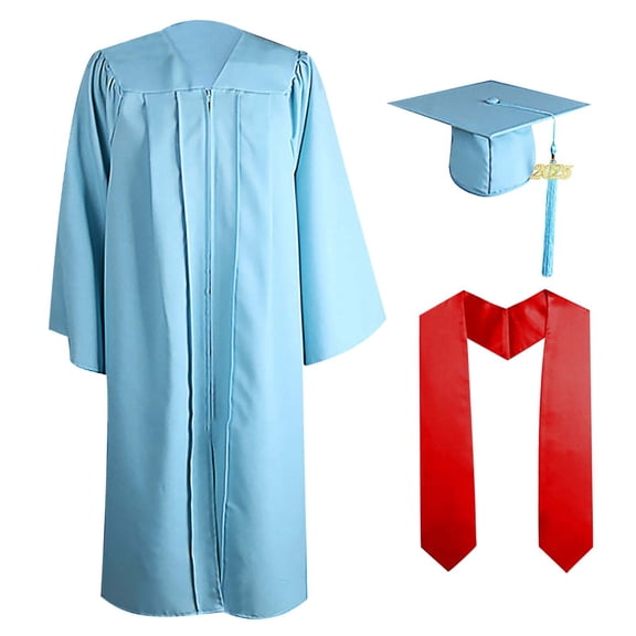 2024 Unisex Adult Graduation Gown with Cap and Year Charm Formal Commencement Attire for Men and Women