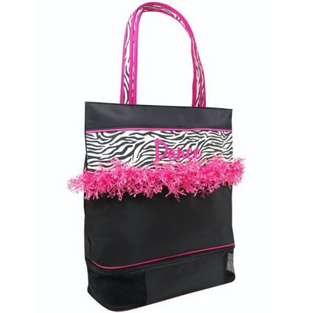 Zebra Animal Print Tote - Sassi Designs ZBR-02 Zebra & Fringe Medium Tote with Dance