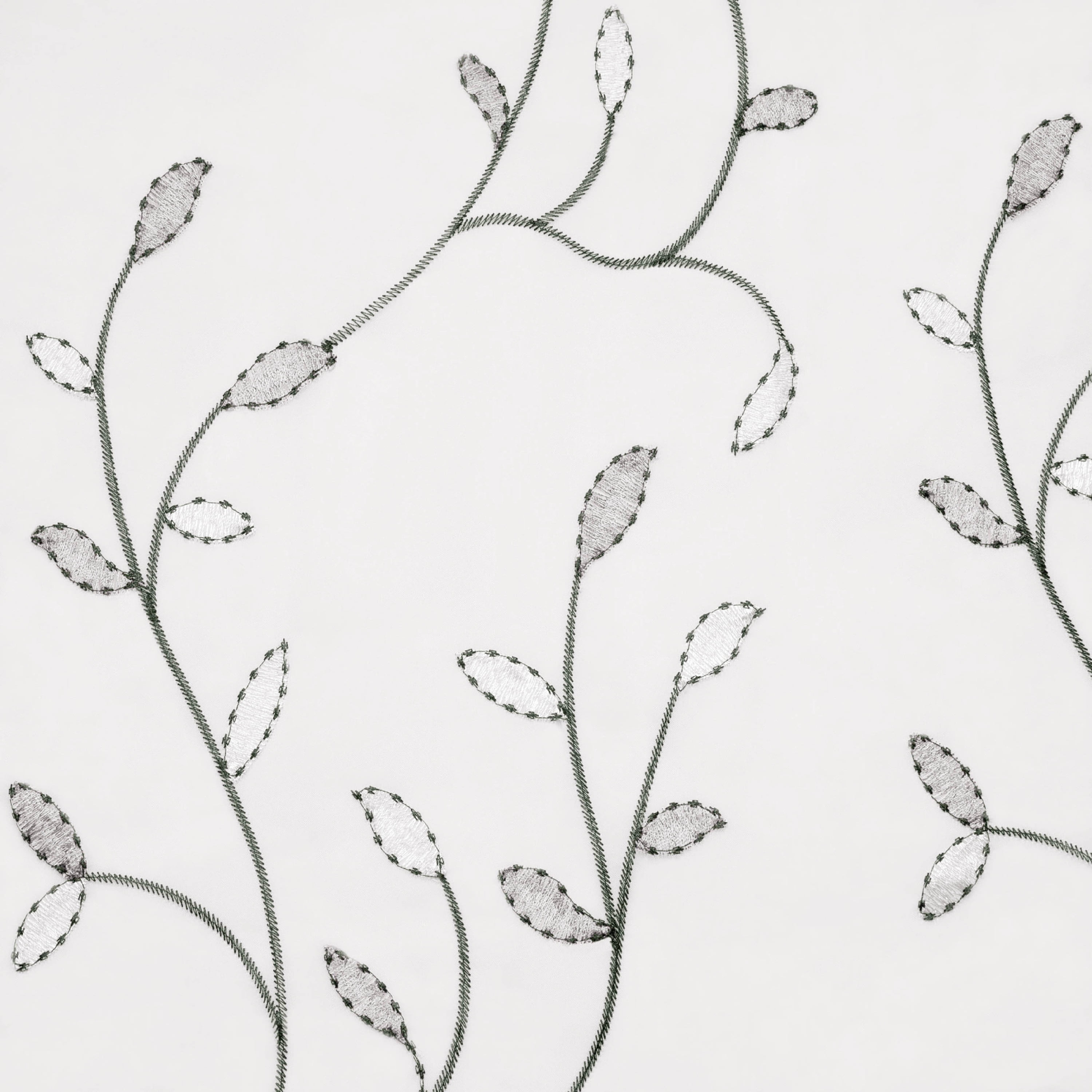 Grommet Curtain Panel, Embroidered Sheer Extra-Wide, Silver 54" x 96"