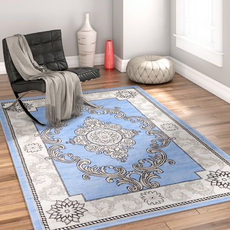 French Chateau House (Well Woven Chateau Medallion French Aubusson Modern Area Rug Easy Clean Stain Fade Resistant Shed Free Contemporary Thick Soft Plush Living Room)