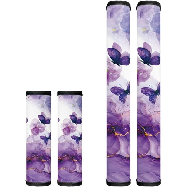 Hinthetall Purple Marble Butterfly Washbale Handle Covers for Fridge and Microwave 4PCS Keep Your Kitchen Appliances Clean Handle Covers for Microwave Fridge Oven
