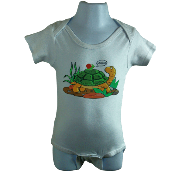The Turtle and Snail Baby Bodysuit/Romper (12-18 Months) White