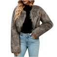 thumbnail image 2 of UQJfacai Womens Faux Fur Cropped Jacket Long Sleeve Open Front Cardigan Casual Fluffy Parka Shaggy Short Warm Winter Coats Outerwear, 2 of 9