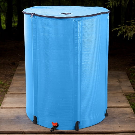 100-Gallon Portable Folding Rain Barrel Water Gathering Solution in Bold Blue for Enhanced Rainwater Collection Capacity