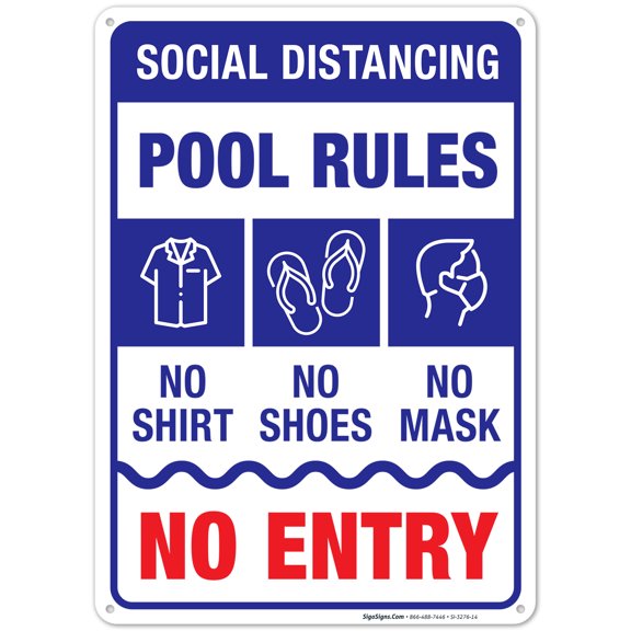Social Distancing Pool Rules Sign,