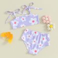 thumbnail image 2 of Bagilaanoe Toddler Baby Girls Swimsuits 2 Piece Bikinis Set Floral Print Camisole Tops + Briefs 6M 12M 18M 24M 3T 4T Kids Swimwear Bathing Suit Beachwear, 2 of 7