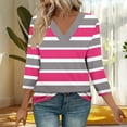 thumbnail image 6 of CLOISE 3/4 Sleeve Blouses for Women V Neck Shirt Striped Pullover Casual Fall Winter Clothes Black 2XL, 6 of 8