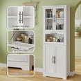 thumbnail image 5 of UBesGoo Bathroom Cabinet Tall, Storage Cabinet, Floor White Wooden Kitchen Cupboard with 4 Doors, 1 Drawer & Adjustable Shelf, 5 of 9