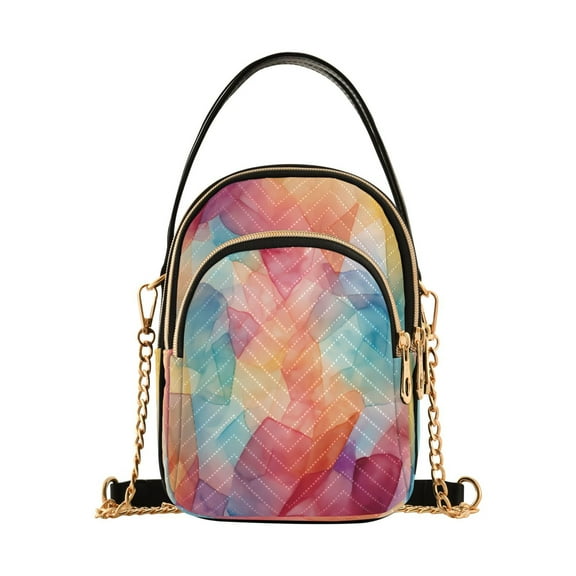 ALAZA Chain Crossbody Bags for Women Orange Colorful Print Shoulder Handbag Phone Purse