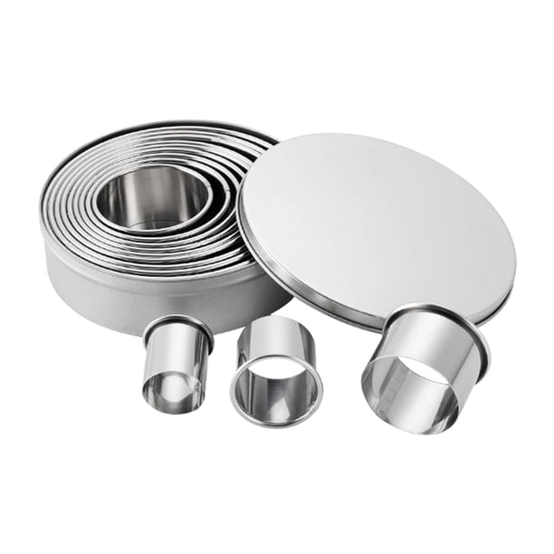 12 Uds. Moldes redondos para galletas cortador de galletas y galletas de acero inoxidable molde para hornear pasteles DIY