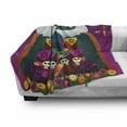 thumbnail image 3 of Sugar Skull Soft Flannel Fleece Throw Blanket, Angel Head on top of Altar to Celebrate Dia de los Muertos, Cozy Plush for Indoor and Outdoor Use, 50" x 60", Multicolor, by Ambesonne, 3 of 6