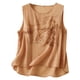 thumbnail image 1 of Top versátil holgado con cuello redondo y tirantes para mujer - Blusa informal de lino bordada, 1 of 3