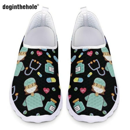 

doginthehole Doctor Nurse Sneakers Women Medical Hospital Print Lightweight Mesh Flats Ladies Casual Spring Cute Nursing Shoes