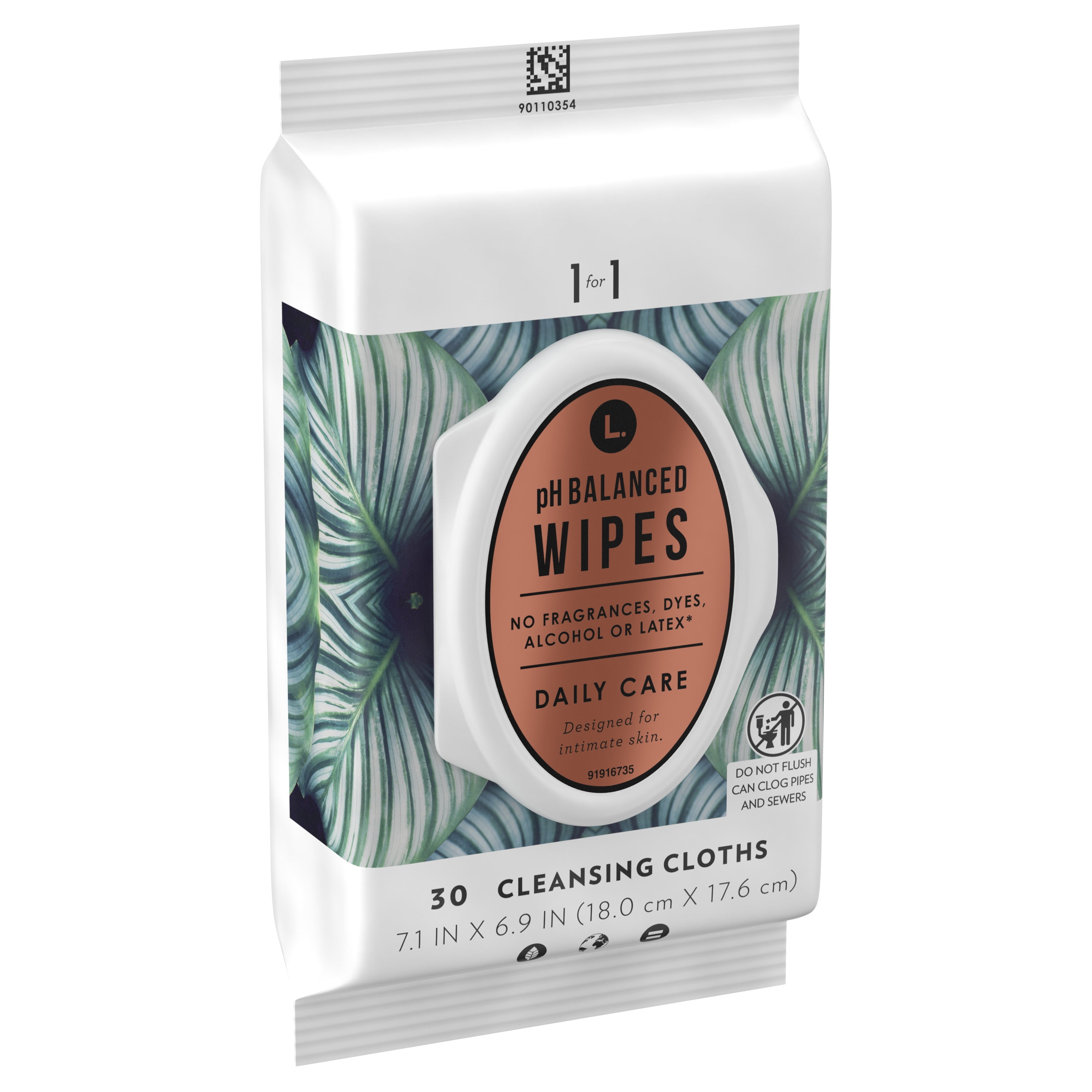 L. Fragrance Free Wipes, pH Balanced, Hypoallergenic, 30 Count
