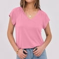 thumbnail image 2 of Liquidation! Hauts Grande Taille pour Femmes, Blouse à Manches Courtes d'Été pour Femmes, Blouse Décontractée à Manches Courtes Unie Col en V pour Femmes, 2 of 5