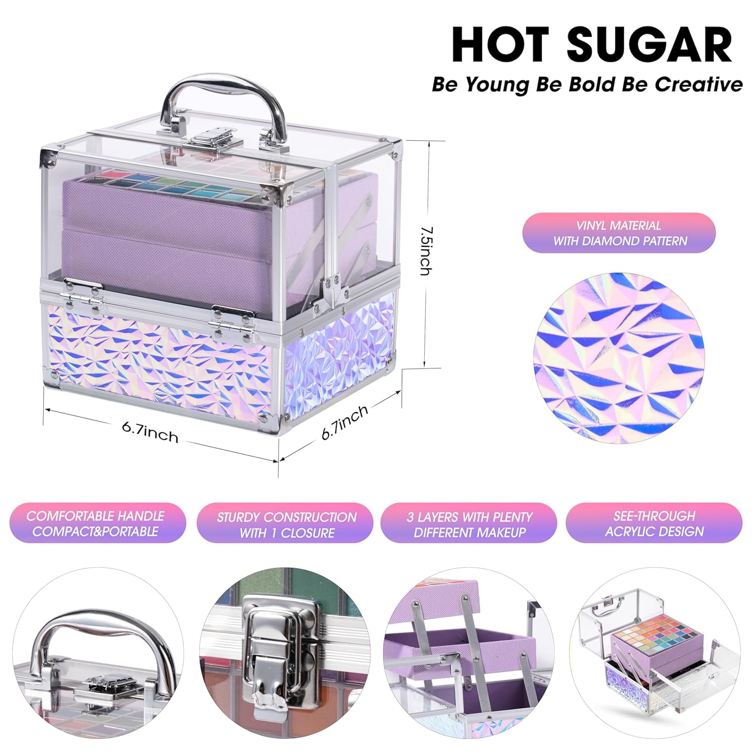 Hot Sugar Teen Makeup Kit for Girls 13-15, Kids Makeup Kit, Makeup Gift Set for Birthday Parties Makeovers & Christmas (Purple)