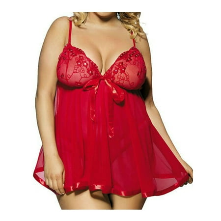 

YCCOTO Womens Ladies Sexy Lingerie Babydoll Erotic Underwear Mesh Nightwear Plus Size Nightdress