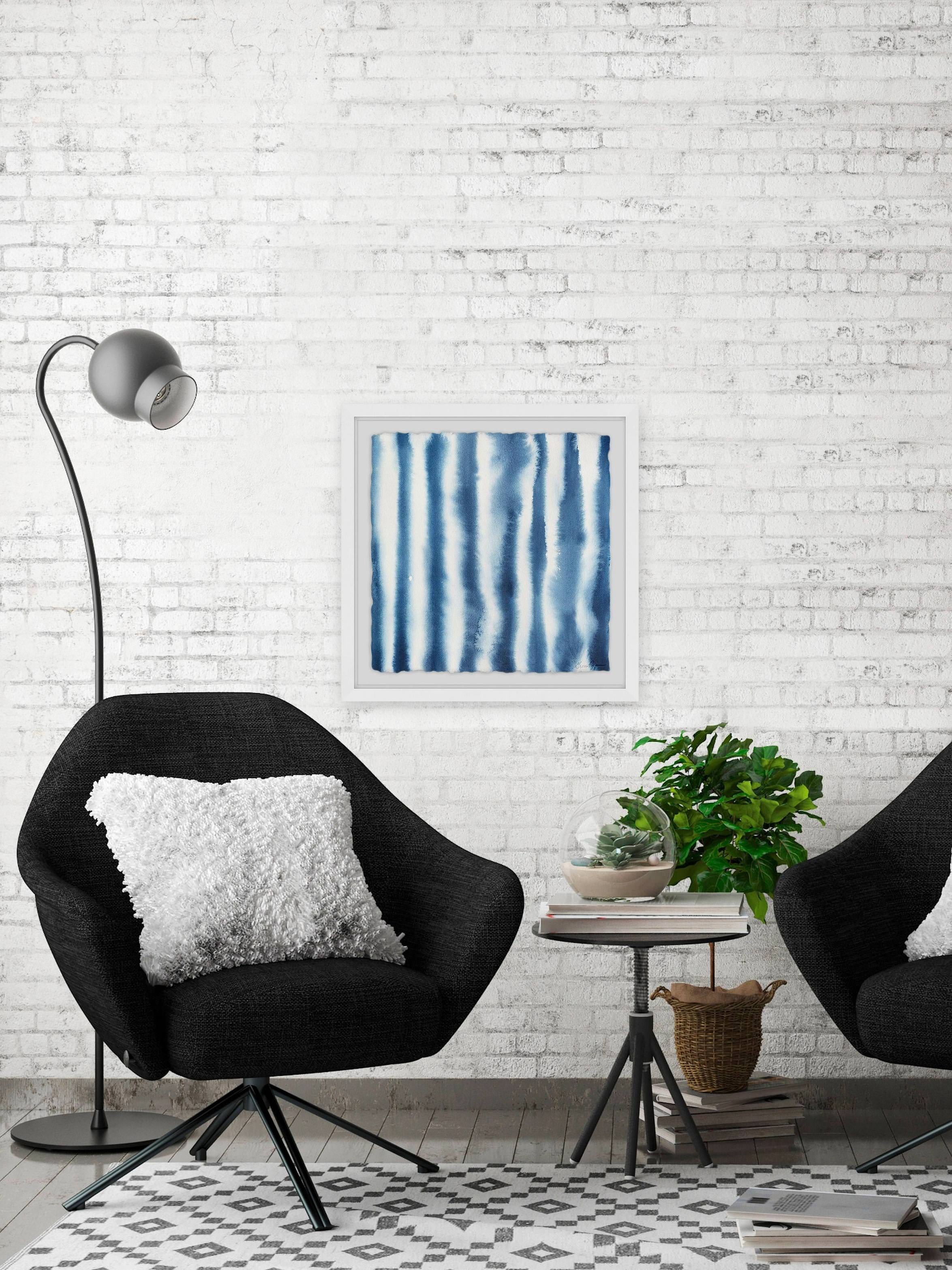 Indigo Bleed IV Framed Painting Art Print