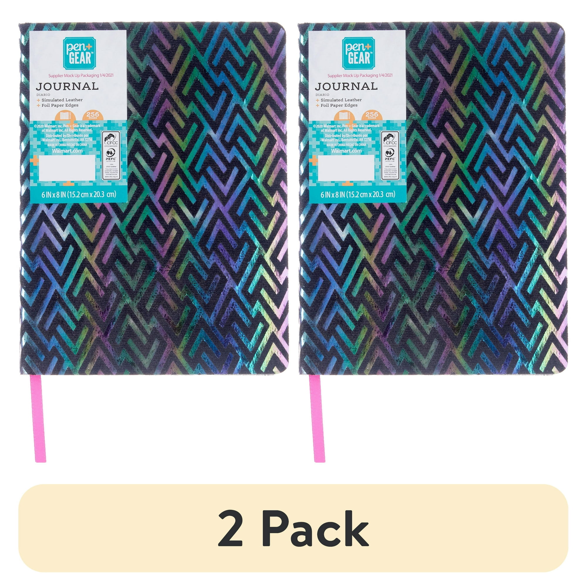 (2 pack) Pen+Gear Geometric Ruled Journal, 256 Pages, 6 x 8 in