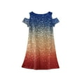 thumbnail image 6 of XADYUY Girls 4th Of July Dress Short Sleeve Glitter Stars Printed Patriotic Dresses Casual A-Line Short Sleeve TShirt Dress Cute Beach Independence Day Skirt for 4-14t Kids,9-10 Years Beige, 6 of 6