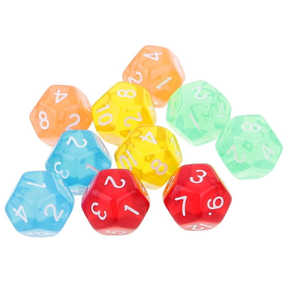 10pcs Polyhedral Color D12 Transparent Acrylic &D RPG Table Games
