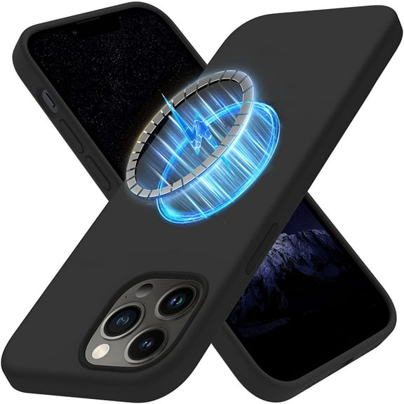 for iPhone 13 Pro Max Case, [Compatible with MagSafe] [Anti-Scratch Microfiber Lining] Silicone Shockproof Protective Phone Case Slim Thin Cover iPhone 13 Pro Max 6.7 inch, Black