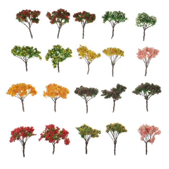 KAKOWELY 20pcs Plastic Trees Model Decorative Tree Adornment for DIY Landscape Crafts,2.56"X2.17"X1.57"