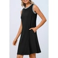 thumbnail image 7 of YOGAFOX Women's Summer Casual Beach Vacation Sleeveless Crewneck Mini Dresses(Black,XL), 7 of 7