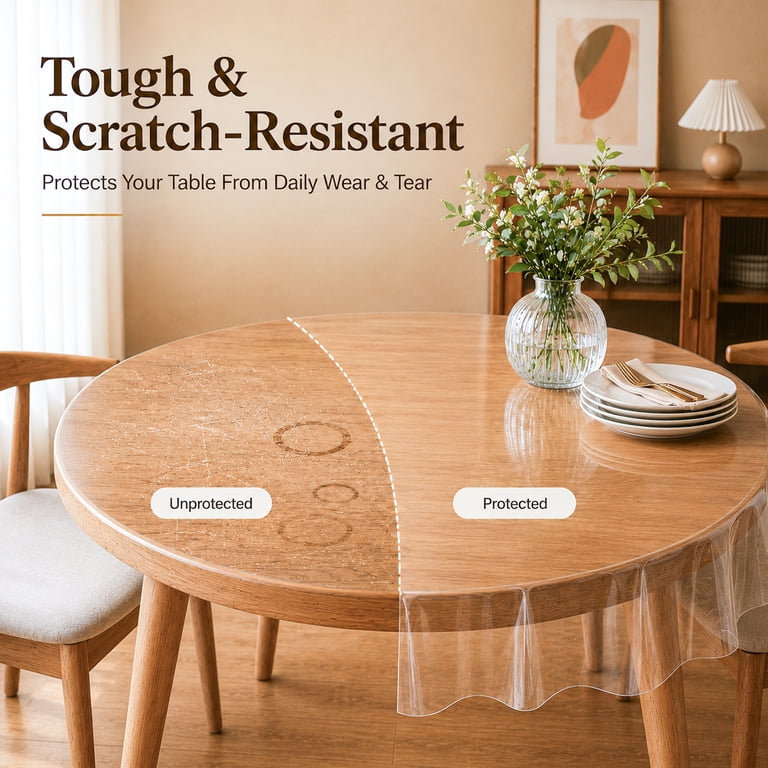 Inosoo Clear Vinyl Table Protector, 48" Round photo 3
