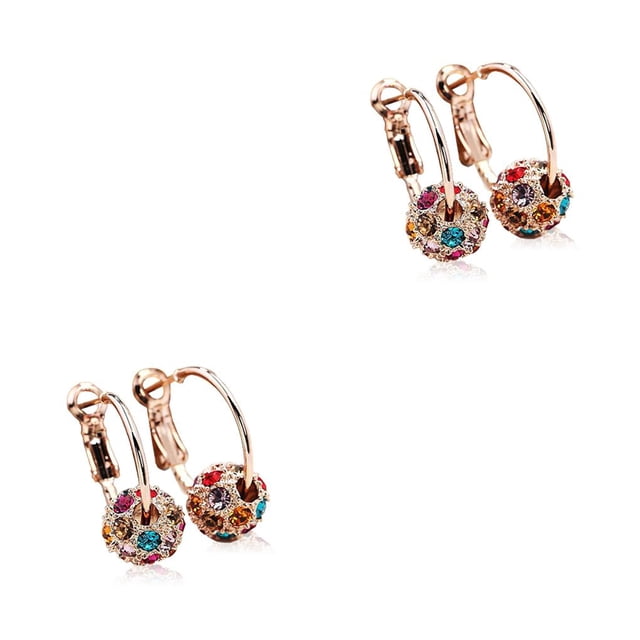 Sonducket 1 par de pendientes de aro con diamantes de imitación estéticos, pendientes de tuerca para aniversario, fecha de cumpleaños, Type1 NO1